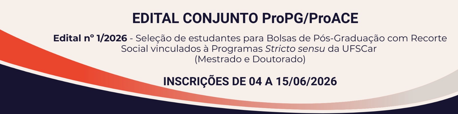 Seleção de estudantes para bolsas de pós graduação com recorte social vinculados a programas Stricto Sensu da UFSCar (MESTRADO E DOUTORADO - Período de inscrição 15 a 26/05/2025 até 17h